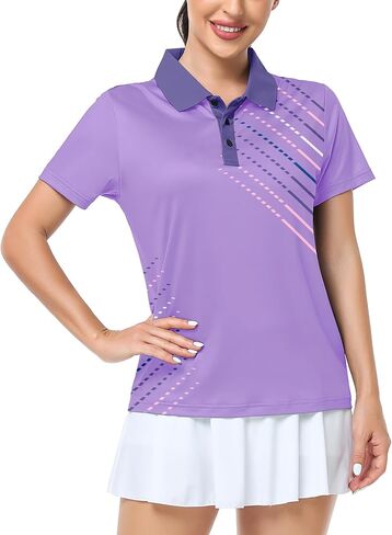 Womens Golf Polo Shirts Performance Moisture Wicking Short Sleeve Shirt Print Business Casual Shirt Tennis Shirts Work Tops in Saudi Arabia
