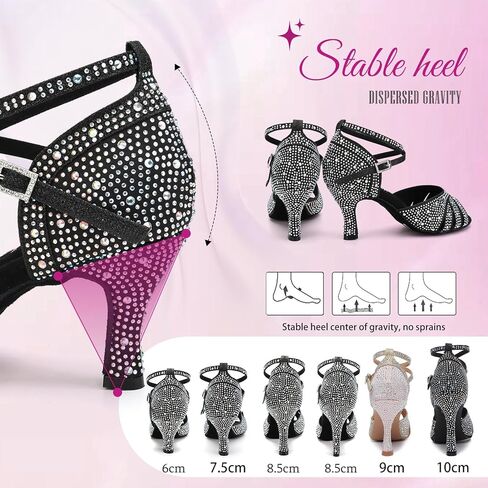 SWDZM Women Rhinestone Ballroom Dance Shoes Latin Salsa Performance Dancing Shoes in Saudi Arabia