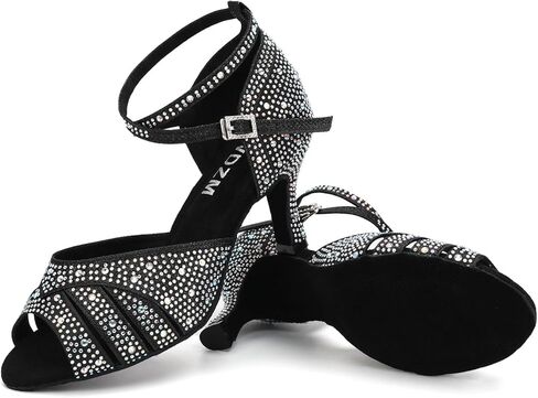 SWDZM Women Rhinestone Ballroom Dance Shoes Latin Salsa Performance Dancing Shoes in Saudi Arabia