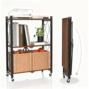 black leopard 5 Tier Foldable Metal Storage Shelf with Wheels, 500LBS Heavy Duty Rolling Shelving Unit, Collapsible Mobile Organizer Cart for Kitchen Pantry Office, 27.9"x13.3"x62.6", White in Saudi Arabia
