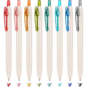 أقلام حبر جل ملونة 0.5 مم 8 ألوان قابلة للسحب سريعة الجفاف قلم حبر ملون بنقطة دقيقة للكتابة الناعمة، قبضة مريحة للمكتب والمدرسة ورسم اليوميات وتدوين الملاحظات in Kuwait