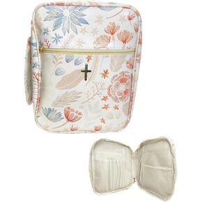 Large Bible Bag for Women, PU Leather Scripture Tote with Zipper Closure and Handles, 13x10x3 Inch Bible Cover Case for Church, Study, Travel, Gift for Christian Women in Kuwait