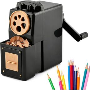 Manual Hand Crank Pencil Sharpener for Color Pencil, 8 Sizes Holesfor 6-12mm Colored Pencil Sharpener, Adjustable Point, Classroom, School, Home, Office(Black) in Kuwait