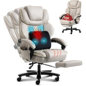 3D Kneading Massage Office Chair,Oversized 600LBS Big and Tall Executive Office Chair with Footrest,Reclining Computer Chairs, Wider Upholstered Seat Ergonomic Desk Chair for Home Office,Black in Kuwait