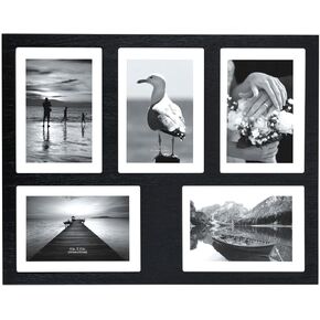 5x7 Collage Picture Frame Matted 2-Opening Vintage Style Distressed Look Black Wood Photo Frames with 2 Mats for Tabletop and Wall Mounting Display in Kuwait