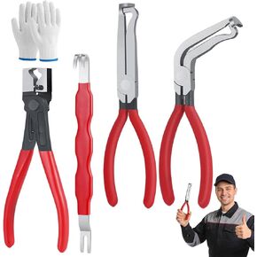 طقم كماشة قطع الكهرباء 5 قطع، أداة إزالة وصلة طرفية للسيارات كماشة مشبك خرطوم مع قفازات لخط الوقود وأجهزة الاستشعار والأسلاك والملفات in Kuwait