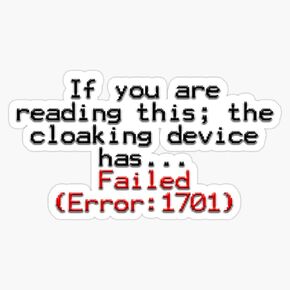 Error 1701 Vinyl Window Bumper Sticker Decal 5" in Saudi Arabia
