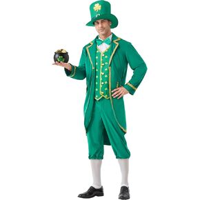 Leprechaun Costume for Men, Deluxe Men’s St Patricks Day Adult Outfit, St. Patrick’s Irish Green Lucky Cosplay Suit in Kuwait