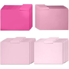 24 Pack Pink File Folders Letter Size,1/3 Cut Tab Decorative Manilla Folders with Gradient Design,Pink Office Supplies for Organizing,Paper Pocket Folder Easy Storage Home Classroom Office in Kuwait