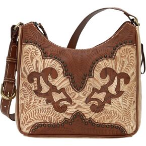 American West Annie's Secret Hobo Bag, Distressed Charcoal/Denim Blue, One Size in Kuwait
