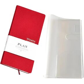 Undated Weeks Planner Notebook Schedule Organizer Agenda Year Month Week Plan A6 Notebooks(Red with cover) in Saudi Arabia