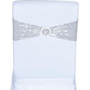 مجموعة SquarePie مكونة من 30 وشاح كرسي من الترتر وأربطة كرسي ذهبية لامعة لتزيين حفلات الزفاف والولائم in Kuwait