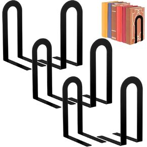 Chunful 6 Pcs Modern Metal Book Ends for Shelves Decorative Small Bookends Book Shelf Organizer Minimalist Design Stopper to Hold Books for Office in Saudi Arabia