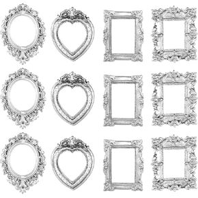 12 Pcs Vintage Mini Picture Frames Small Baroque Antique Resin Jewelry Frame Miniature Rectangle Display Table Wall Hanging Frames DIY Photo Holiday Party Wedding Decoration for Christmas in Saudi Arabia