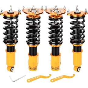maxpeedingrods Coilover for Subaru Legacy 2000-2004 BE سيدان، طقم تعليق كويلوفر قابل للتعديل 24 مستوى، مجموعة خفض ممتص الصدمات لفائف Amortiguador باللون الذهبي in Kuwait