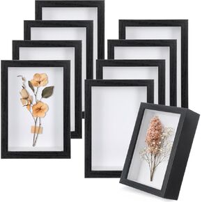 8 Pcs Shadow Box Frame, 4 x 6 Inch 3D Shadow Boxes Display Cases 1.2in Depth Picture Frame Case Wood Memory Display Cases for Dried Flowers DIY Craft Memorabilia Medals Photos(Black) in Saudi Arabia