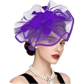 قبعات زينة للنساء لحفلات الشاي قطع زينة على شكل زهرة من الريش عصابة رأس لحفلات الكوكتيل مشبك شعر لكنيسة الزفاف in Kuwait