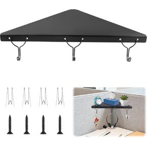 رف زاوية مقصورة مكتب مع 3 خطافات، منظم زاوية مقصورة معدنية مقاس 16.9 بوصة، حامل رف معلق مثلث للجدران القماشية أو الخشبية in Kuwait