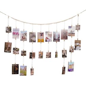 Hanging Photo Display with Clip - 4.3FT Wood Bead Garland with 48 Clips for Artwork, Photo String, Boho Wall & Dorm Décor in Saudi Arabia