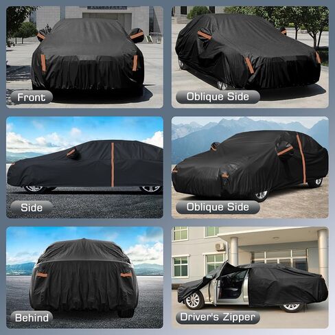 Waterproof Car Cover for 2011-2025 VW Jetta, All Weather Sedan Outdoor Sun UV Rain Dust Snow Wind Protection Cover for Automobiles with Zipper Door & Windproof Bands (Black) in Saudi Arabia