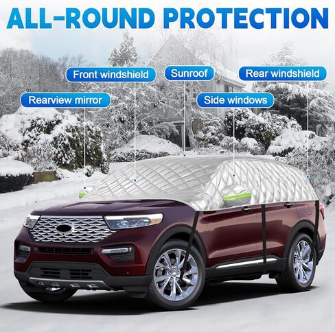 6 طبقات غطاء نصف عالمي XL لسيارات الدفع الرباعي (157 بوصة × 59 بوصة) - حماية كاملة الحجم للشاحنة وسيارات الدفع الرباعي من البرد والثلج للسيارات المدمجة | خطافات خالية من الخدش + شرائط عاكسة in Kuwait