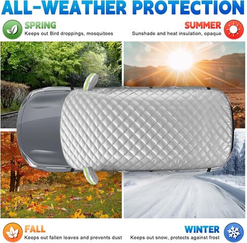 6 طبقات غطاء نصف عالمي XL لسيارات الدفع الرباعي (157 بوصة × 59 بوصة) - حماية كاملة الحجم للشاحنة وسيارات الدفع الرباعي من البرد والثلج للسيارات المدمجة | خطافات خالية من الخدش + شرائط عاكسة in Kuwait