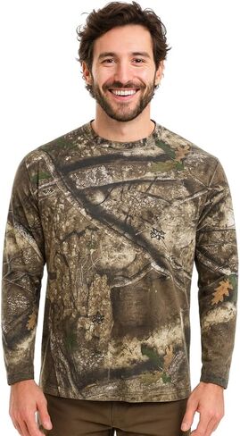 تي شيرت Realtree and Mossy Camo Crewneck بأكمام طويلة للجنسين من القطن للصيد in Kuwait