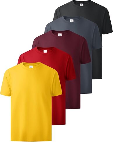 تي شيرت ليتل بيوتي للرجال من القطن برقبة دائرية وأكمام قصيرة تي شيرت قابل للتنفس وماص للرطوبة متعدد العبوات in Kuwait