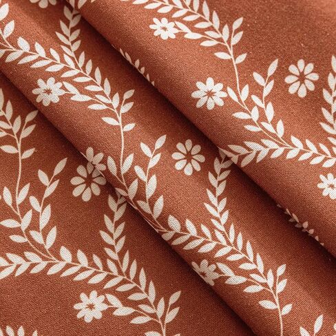 ستائر برتقالية محروقة لغرفة المعيشة ستائر مزرعة منقوشة 2 لوح، بوهو الكتان خمر شرابة الطين الأزهار الخريف نافذة الستار لغرفة النوم غرفة الطعام المطبخ 84 بوصة طويلة in Kuwait