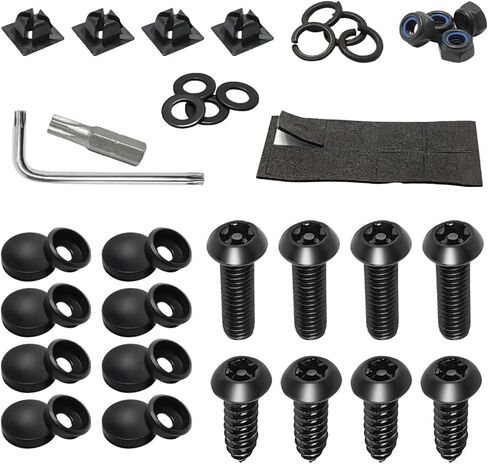 Anti Theft License Plate Screws, M6 (1/4") Tamper Proof Fastener Nut, Stainless Steel Mounting Hardware and Fastener Nuts, Caps Cover for Front Rear Frame Holder Mounting(Black) in Saudi Arabia