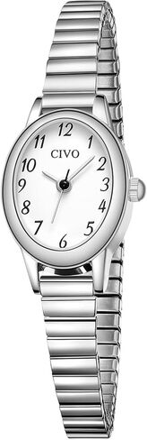 ساعات ذهبية صغيرة للنساء من سيفو: ساعة يد تناظرية مع حزام توسيع من الفولاذ المقاوم للصدأ - ساعة للسيدات بقرص سهل القراءة - هدايا للنساء ذوات المعصم الصغيرة in Kuwait