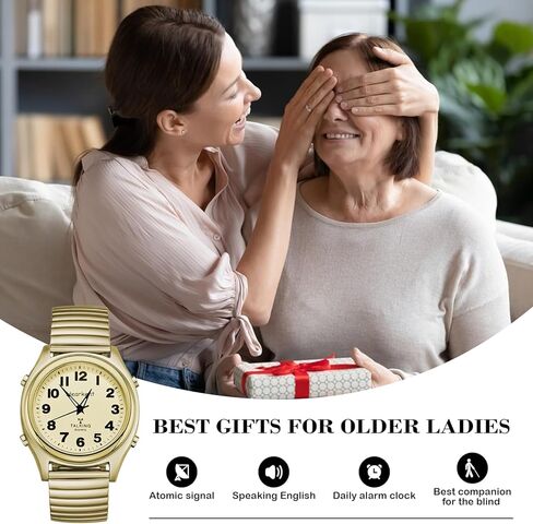 Talking Watch for Women-Elderly or Visually Impaired Watches American-Style English Voice Timekeeping Watch-Ideal Gifts for Mother or Sisters. in Saudi Arabia