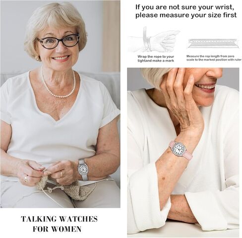 Talking Watch for Women-Elderly or Visually Impaired Watches American-Style English Voice Timekeeping Watch-Ideal Gifts for Mother or Sisters. in Saudi Arabia