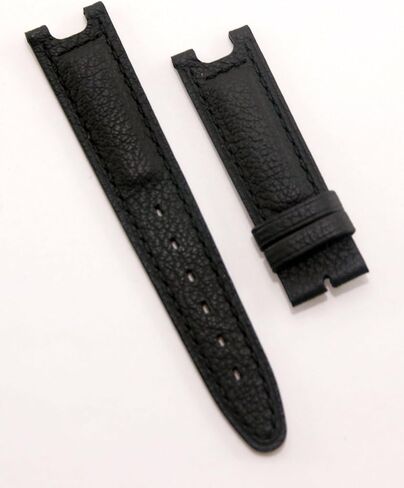 سوار ساعة من الجلد الطبيعي بقياس 19 ملم مع خياطة سوداء لتناسب موديلات TAG Heuer S/el (SEL Sport Elegance) in Kuwait