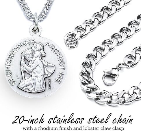 True Faith Jewelry Sterling Silver Saint Christopher Necklace Soccer Sports Medal Pendant, 3/4 Inch in Saudi Arabia