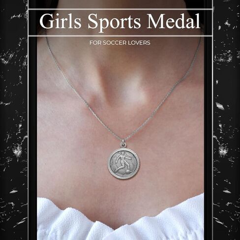 True Faith Jewelry Sterling Silver Saint Christopher Necklace Soccer Sports Medal Pendant, 3/4 Inch in Saudi Arabia