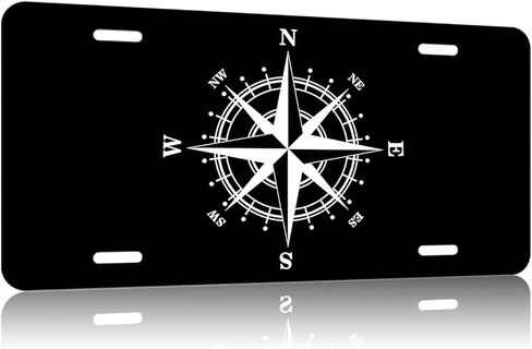 Compass Rose Novelty License Plate.Decorative Front License Plate Cover.Wall Decoration.Vehicle Decoration.Female License plate6x12inch 4(Holes) in Saudi Arabia
