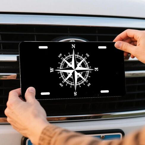 Compass Rose Novelty License Plate.Decorative Front License Plate Cover.Wall Decoration.Vehicle Decoration.Female License plate6x12inch 4(Holes) in Saudi Arabia