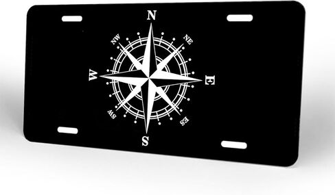 Compass Rose Novelty License Plate.Decorative Front License Plate Cover.Wall Decoration.Vehicle Decoration.Female License plate6x12inch 4(Holes) in Saudi Arabia