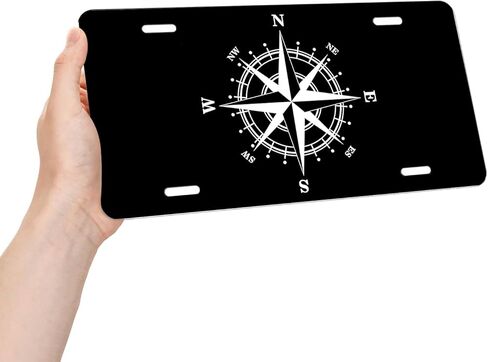 Compass Rose Novelty License Plate.Decorative Front License Plate Cover.Wall Decoration.Vehicle Decoration.Female License plate6x12inch 4(Holes) in Saudi Arabia
