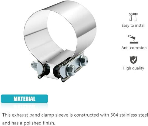 4.0 Inch Exhaust Clamp 4" Butt Joint Band Clamp Sleeve Coupler Stainless Steel 3 Inch for Exhaust Pipes, Mufflers and Catalytic Converters (2 PCS) in Saudi Arabia