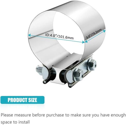4.0 Inch Exhaust Clamp 4" Butt Joint Band Clamp Sleeve Coupler Stainless Steel 3 Inch for Exhaust Pipes, Mufflers and Catalytic Converters (2 PCS) in Saudi Arabia