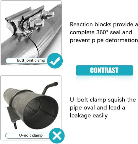 4.0 Inch Exhaust Clamp 4" Butt Joint Band Clamp Sleeve Coupler Stainless Steel 3 Inch for Exhaust Pipes, Mufflers and Catalytic Converters (2 PCS) in Saudi Arabia