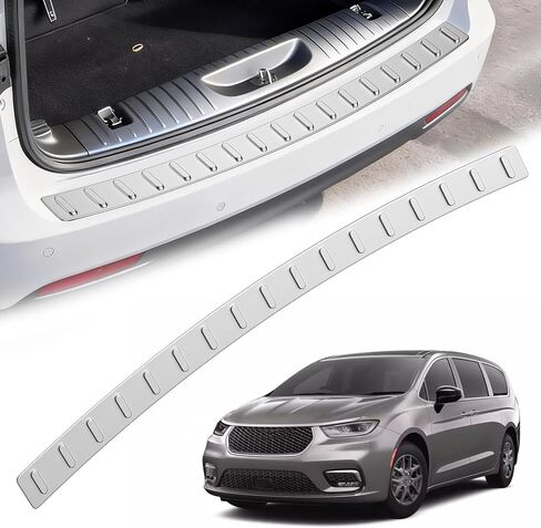 واقي ممتص الصدمات الخلفي من الفولاذ المقاوم للصدأ يناسب 2017-2026 كرايسلر باسيفيكا، ملحقات غطاء حماية عتبة الباب الخارجي، فضي قطعة واحدة، 2018 2019 2020 2021 2022 2023 2024 2025 in Kuwait