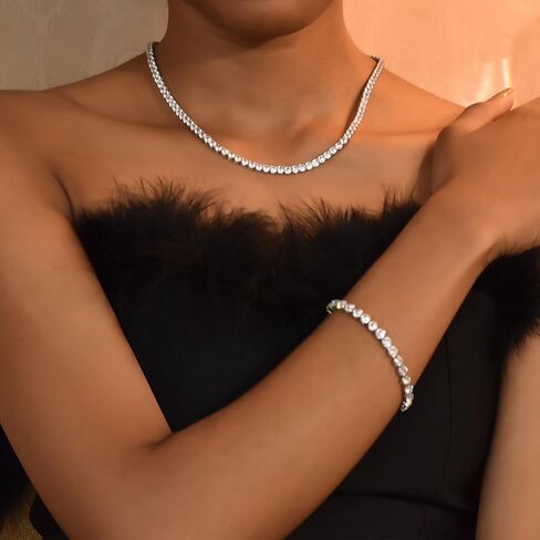 SDA مثلج خارج الماس تنس سلسلة قلادة الفولاذ المقاوم للصدأ المياه والدليل لا تتلاشى القلائد للنساء والرجال 3.0 مم / 4.0 مم / 5.0 مم جولة 5A زركونيا مكعب in Kuwait