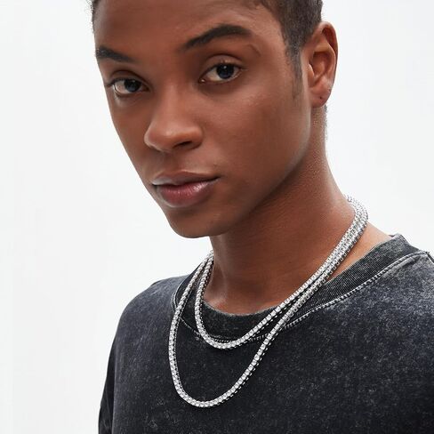 SDA مثلج خارج الماس تنس سلسلة قلادة الفولاذ المقاوم للصدأ المياه والدليل لا تتلاشى القلائد للنساء والرجال 3.0 مم / 4.0 مم / 5.0 مم جولة 5A زركونيا مكعب in Kuwait