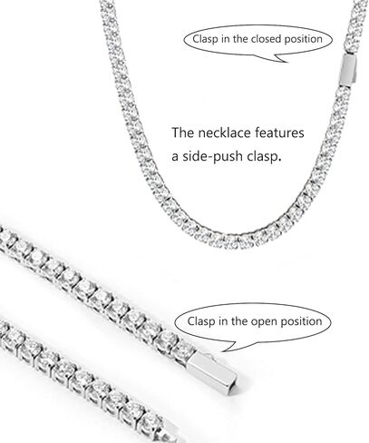 SDA مثلج خارج الماس تنس سلسلة قلادة الفولاذ المقاوم للصدأ المياه والدليل لا تتلاشى القلائد للنساء والرجال 3.0 مم / 4.0 مم / 5.0 مم جولة 5A زركونيا مكعب in Kuwait