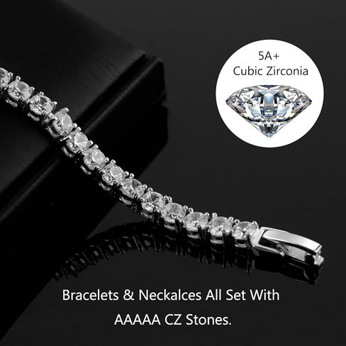 SDA مثلج خارج الماس تنس سلسلة قلادة الفولاذ المقاوم للصدأ المياه والدليل لا تتلاشى القلائد للنساء والرجال 3.0 مم / 4.0 مم / 5.0 مم جولة 5A زركونيا مكعب in Kuwait