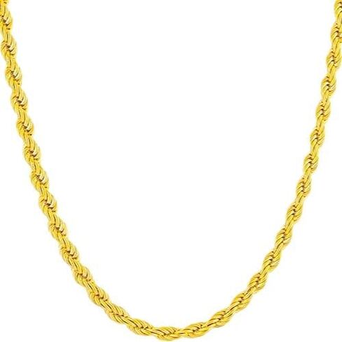 14K Solid Yellow Gold Rope Chain Necklace, 1.5mm，2.0mm，3.0mm,4.0mm with Diamond-Cut Accents, Unisex Gift (Available in 16-36 Inch Lengths) (4.0mm, 18，inch) in Saudi Arabia
