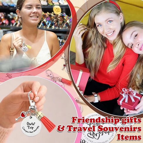 Sureio 12 Sets Girls Trip Gifts Favors Keychains Girls Weekend Favors for Women Travel Gift Key Ring Charm for Bestie Friends Sisters Friendship Cruise Vacation Bachelorette Party Supplies in Saudi Arabia
